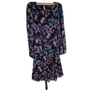 Julia Jordan Womens Long Sleeve Elastic Cuff Swing Dress Floral Print Size 6